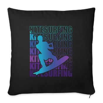 Kitesurfen Kite Surfing Kitesurfing - Throw Pillow Cover 17.5” x 17.5” - black - Front