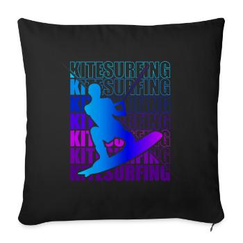 Kitesurfen Kite Surfing Kitesurfing - Throw Pillow Cover 17.5” x 17.5” - black - Front