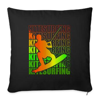Kitesurfen Kite Surfing Kitesurfing - Throw Pillow Cover 17.5” x 17.5” - black - Front