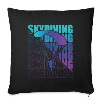 Skydive parachutist, parachute skydiver gift - Throw Pillow Cover 17.5” x 17.5” - black - Front