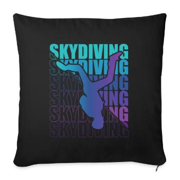 Skydive parachutist, parachute skydiver gift - Throw Pillow Cover 17.5” x 17.5” - black - Front