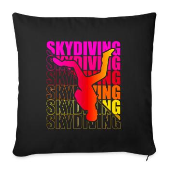 Skydive parachutist, parachute skydiver gift - Throw Pillow Cover 17.5” x 17.5” - black - Front