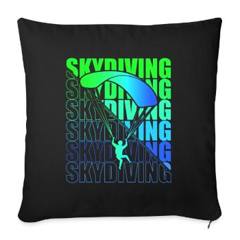 Skydive parachutist, parachute skydiver gift - Throw Pillow Cover 17.5” x 17.5” - black - Front