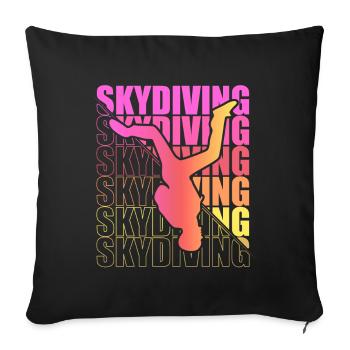 Skydive parachutist, parachute skydiver gift - Throw Pillow Cover 17.5” x 17.5” - black - Front