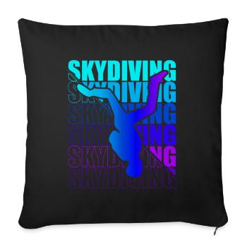 Skydive parachutist, parachute skydiver gift - Throw Pillow Cover 17.5” x 17.5” - black - Front