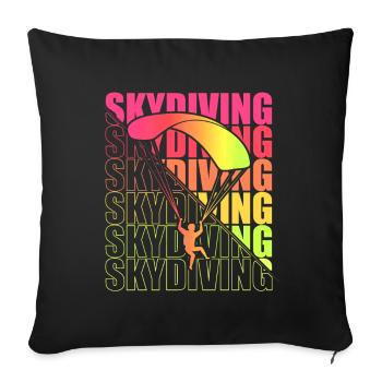 Skydive parachutist, parachute skydiver gift - Throw Pillow Cover 17.5” x 17.5” - black - Front