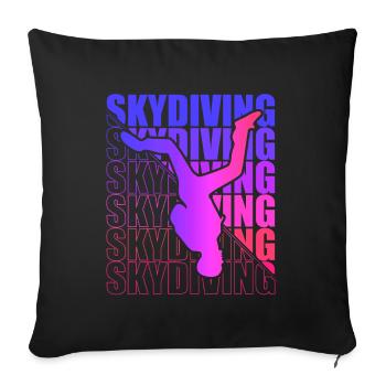 Skydive parachutist, parachute skydiver gift - Throw Pillow Cover 17.5” x 17.5” - black - Front