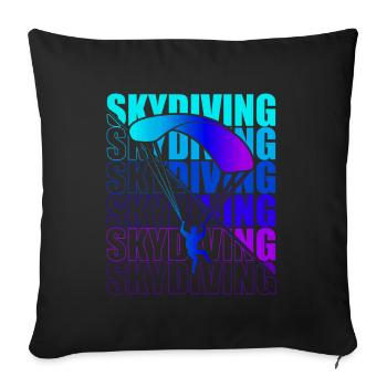 Skydive parachutist, parachute skydiver gift - Throw Pillow Cover 17.5” x 17.5” - black - Front