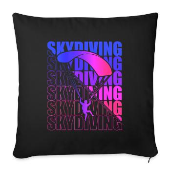 Skydive parachutist, parachute skydiver gift - Throw Pillow Cover 17.5” x 17.5” - black - Front