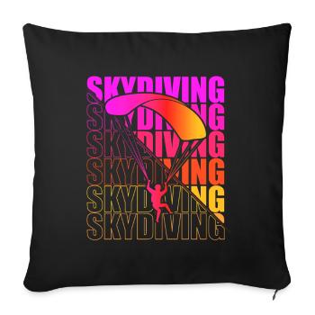 Skydive parachutist, parachute skydiver gift - Throw Pillow Cover 17.5” x 17.5” - black - Front
