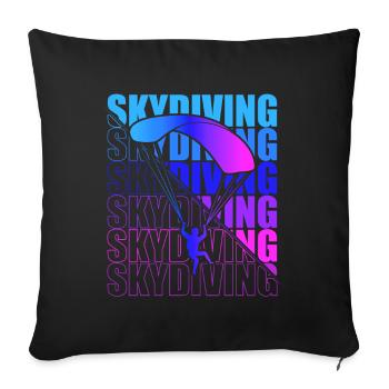 Skydive parachutist, parachute skydiver gift - Throw Pillow Cover 17.5” x 17.5” - black - Front