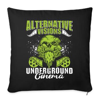 Independent Underground Film Halloween Horror - Throw Pillow Cover 17.5” x 17.5” - black - Front
