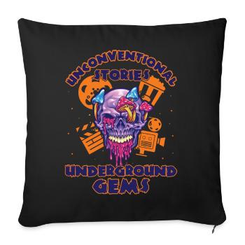 Independent Underground Film Halloween Horror - Throw Pillow Cover 17.5” x 17.5” - black - Front