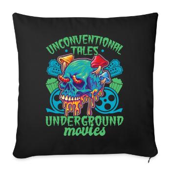 Independent Underground Film Halloween Horror - Throw Pillow Cover 17.5” x 17.5” - black - Front