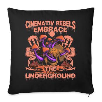 Independent Underground Film Halloween Horror - Throw Pillow Cover 17.5” x 17.5” - black - Front
