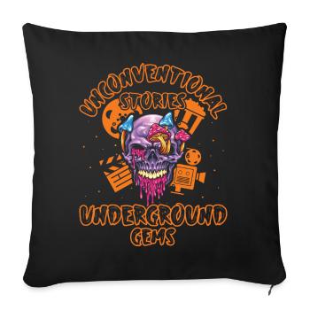 Independent Underground Film Halloween Horror - Throw Pillow Cover 17.5” x 17.5” - black - Front