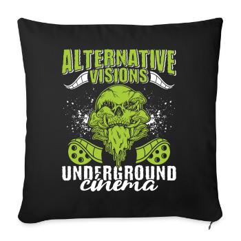 Independent Underground Film Halloween Horror - Throw Pillow Cover 17.5” x 17.5” - black - Front