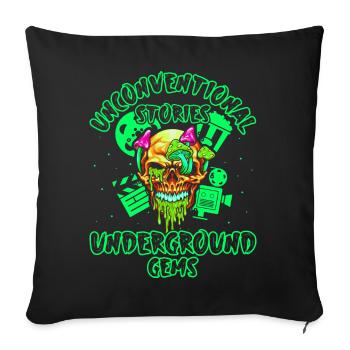 Independent Underground Film Halloween Horror - Throw Pillow Cover 17.5” x 17.5” - black - Front