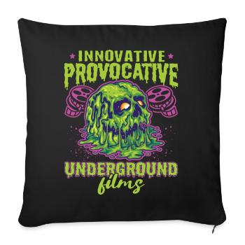 Independent Underground Film Halloween Horror - Throw Pillow Cover 17.5” x 17.5” - black - Front