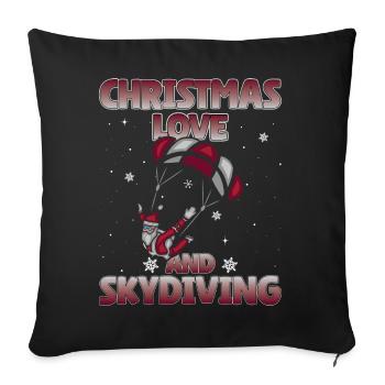 Parachute Skydive Christmas, Love And Skydiving - Throw Pillow Cover 17.5” x 17.5” - black - Front