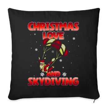 Parachute Skydive Christmas, Love And Skydiving - Throw Pillow Cover 17.5” x 17.5” - black - Front