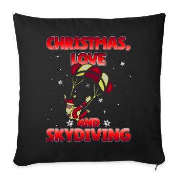 Parachute Skydive Christmas, Love And Skydiving - Throw Pillow Cover 17.5” x 17.5” - black - Front