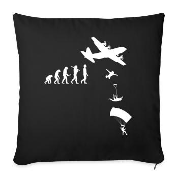 Parachute, Skydive, Freefly, Skydiving Head Down - Throw Pillow Cover 17.5” x 17.5” - black - Front