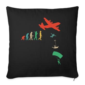 Parachute, Skydive, Freefly, Skydiving Head Down - Throw Pillow Cover 17.5” x 17.5” - black - Front