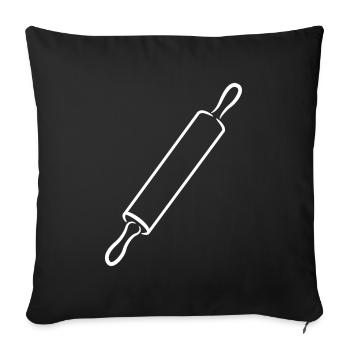 Rolling Pin Drawing - Throw Pillow Cover 17.5” x 17.5” - black - Front