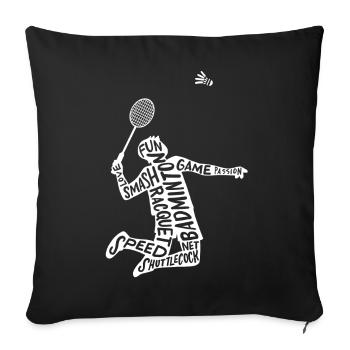 Badminton Badminton player - Throw Pillow Cover 17.5” x 17.5” - black - Front