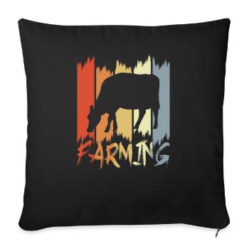 Cattle Farming Drawing Vintage Look - Throw Pillow Cover 17.5” x 17.5” - black - Front