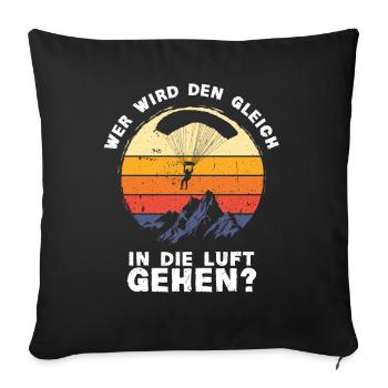 Skydive parachutist, parachute skydiver gift - Throw Pillow Cover 17.5” x 17.5” - black - Front