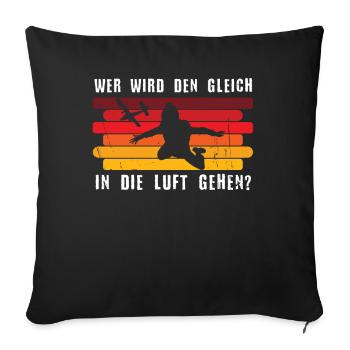 Skydive parachutist, parachute skydiver gift - Throw Pillow Cover 17.5” x 17.5” - black - Front