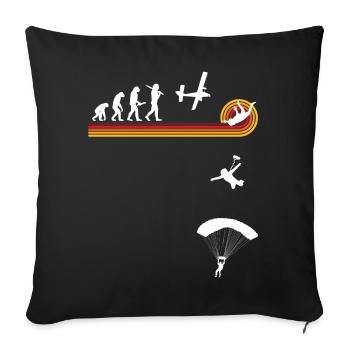 Skydive parachutist, parachute skydiver gift - Throw Pillow Cover 17.5” x 17.5” - black - Front