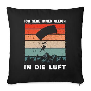 Skydive parachutist, parachute skydiver gift - Throw Pillow Cover 17.5” x 17.5” - black - Front