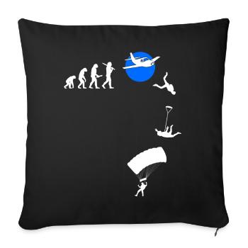 Skydive parachutist, parachute skydiver gift - Throw Pillow Cover 17.5” x 17.5” - black - Front