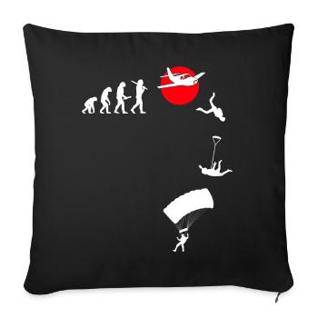 Skydive parachutist, parachute skydiver gift - Throw Pillow Cover 17.5” x 17.5” - black - Front