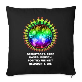 Nice "against Racism" Refugees Welcome - Throw Pillow Cover 17.5” x 17.5” - black - Front