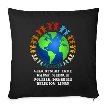 Nice "against Racism" Refugees Welcome - Throw Pillow Cover 17.5” x 17.5” - black - Front