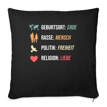 Against Racism, Against The Right, Against Nazis - Throw Pillow Cover 17.5” x 17.5” - black - Front