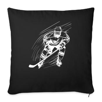 Ice Hockey Player Sketch - Throw Pillow Cover 17.5” x 17.5” - black - Front