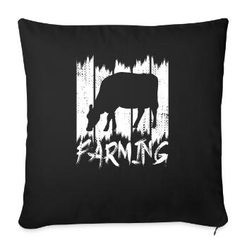 Farming Cow - Throw Pillow Cover 17.5” x 17.5” - black - Front