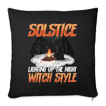Solstice Lighting Up the Night Witch Style - Throw Pillow Cover 17.5” x 17.5” - black - Front