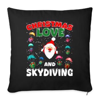 Parachute Skydive Christmas, Love And Skydiving - Throw Pillow Cover 17.5” x 17.5” - black - Front
