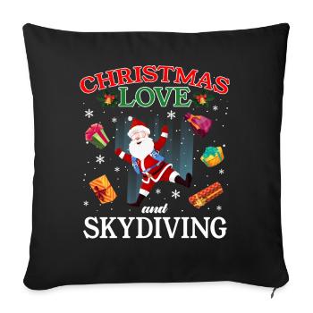 Parachute Skydive Christmas, Love And Skydiving - Throw Pillow Cover 17.5” x 17.5” - black - Front