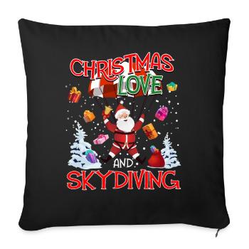 Parachute Skydive Christmas, Love And Skydiving - Throw Pillow Cover 17.5” x 17.5” - black - Front