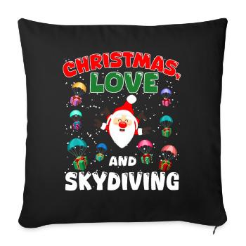 Parachute Skydive Christmas, Love And Skydiving - Throw Pillow Cover 17.5” x 17.5” - black - Front