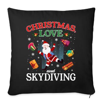 Parachute Skydive Christmas, Love And Skydiving - Throw Pillow Cover 17.5” x 17.5” - black - Front