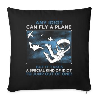 Skydive parachutist, parachute skydiver gift - Throw Pillow Cover 17.5” x 17.5” - black - Front