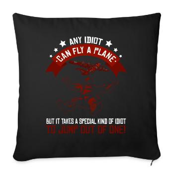Skydive parachutist, parachute skydiver gift - Throw Pillow Cover 17.5” x 17.5” - black - Front